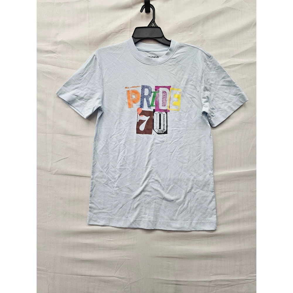 Target Womens Pride Rainbow Graphic T-Shirt Blue Cotton Blend Casual Size XS